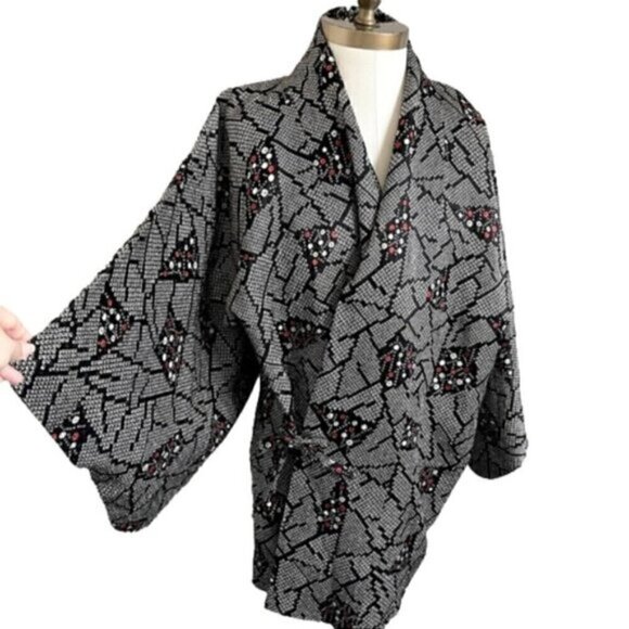 Japanese Wrap Haori Kimono Yukata Robe Top - S/M - Picture 1 of 10